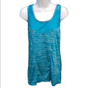 REEBOK RACERBACK WORKOUT TOP •TURQUOISE/WHITE MARLED WITH TURQ. TOP/STRAPS •sz L
